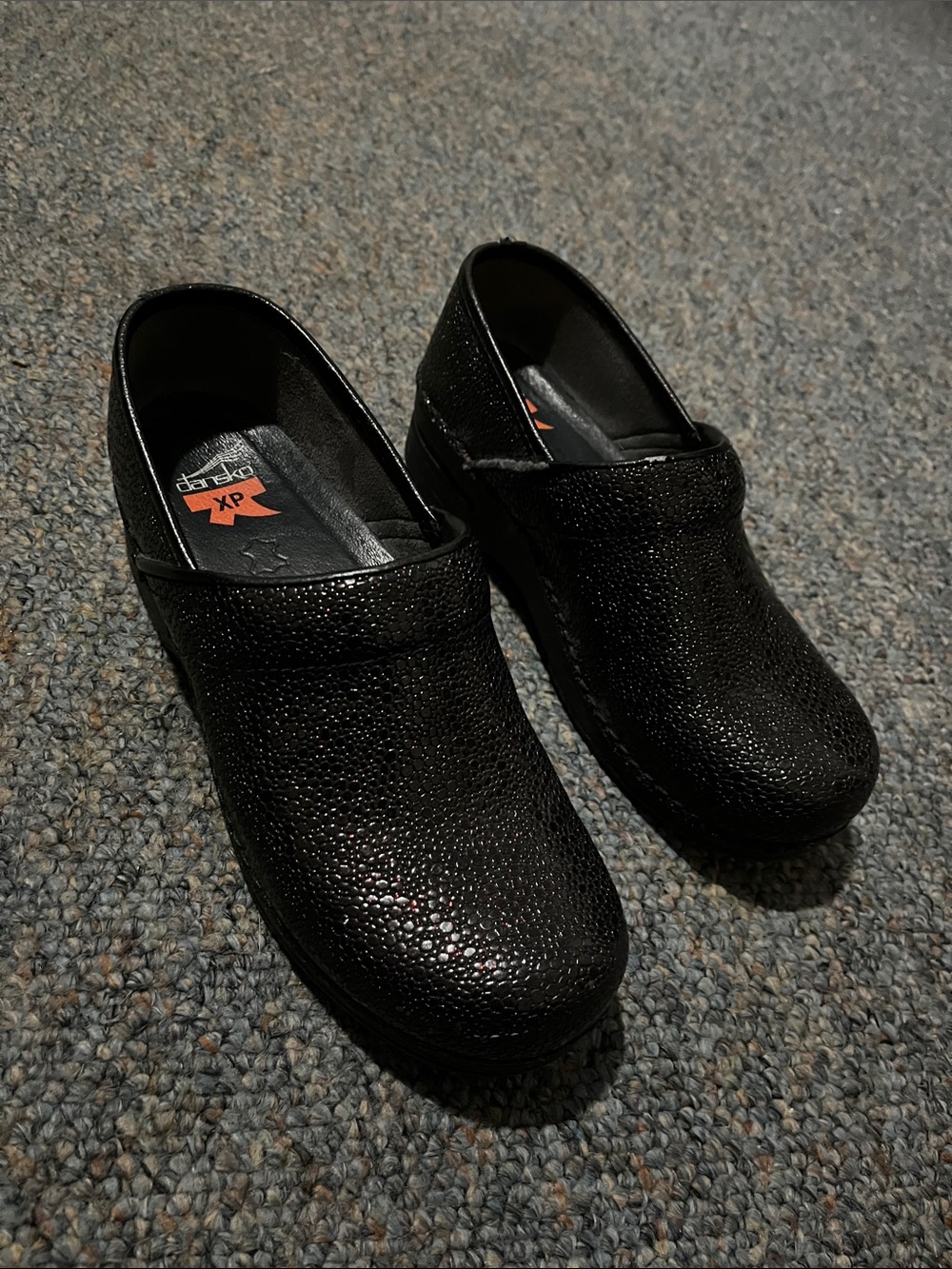 Dansko Black Textured Sparkle Clogs